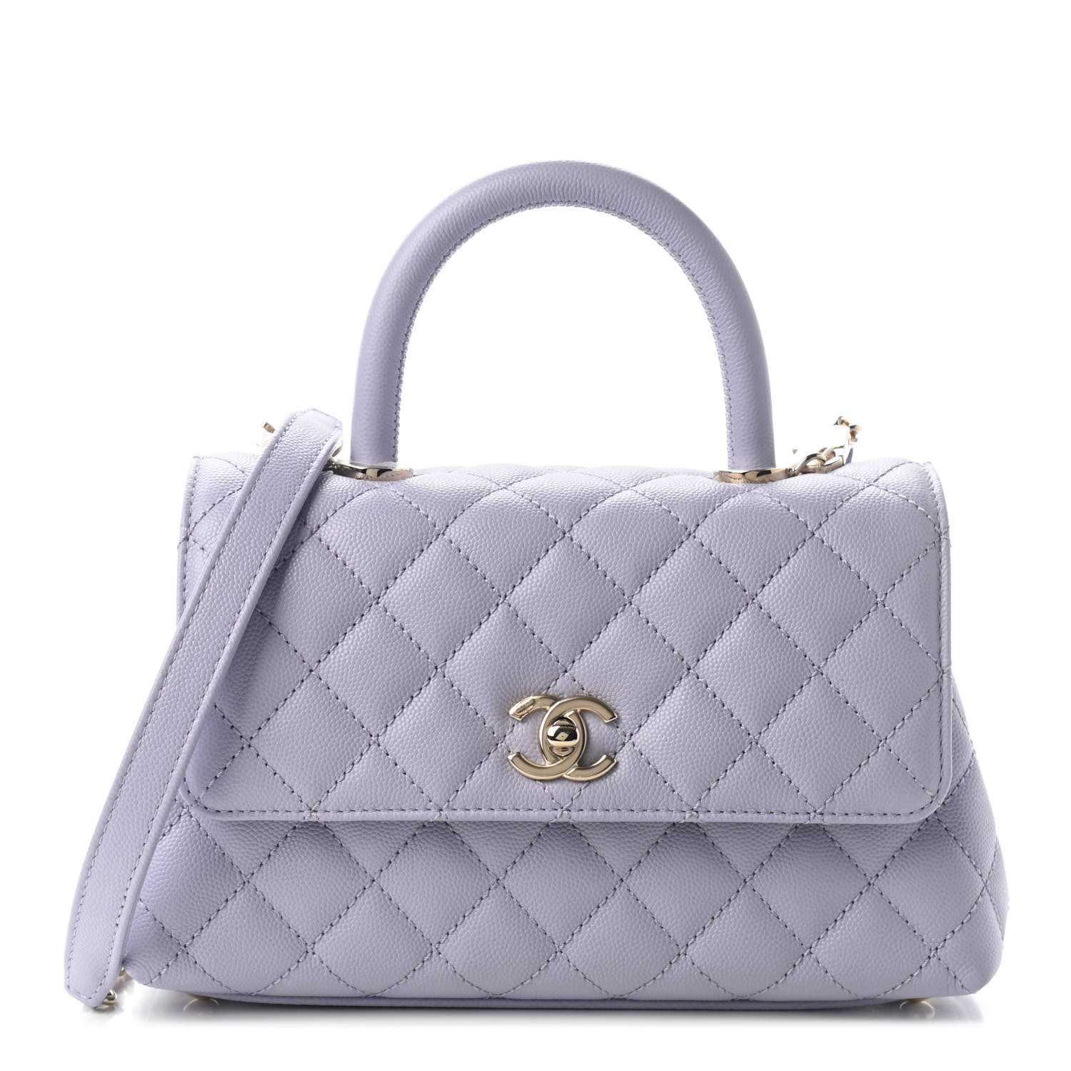 CHANEL Caviar Quilted Mini Coco Handle Flap Light Purple