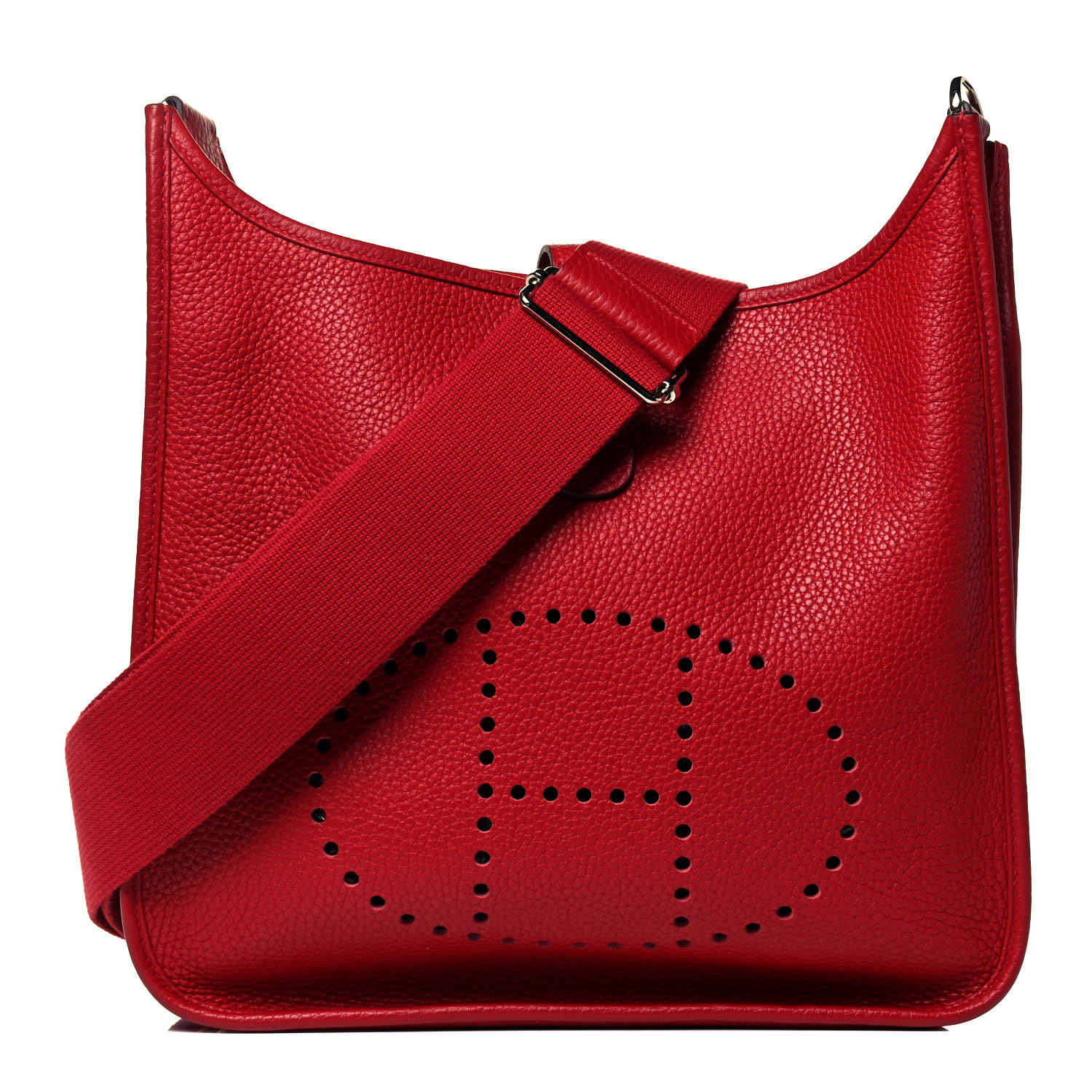 HERMES Taurillon Clemence Evelyne III PM Rouge Casaque